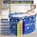 Foldable Bathtub for Shower, Freestanding Bathtub for Hot Bath and Ice Bath, Portable Ice Bath for Adults (Star Blue, Oval-Medium)