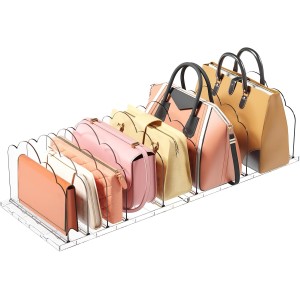 Lifewit Пакет от 2 разделителя за чанти с 7 джоба, прозрачен разделител за рафтове, стойка за чанти, подвижен органайзер за шкафове за куфарчета, чанти за пренасяне, книги в спалнята