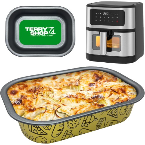 Terryshop74 Mini Air Fryer Airfryer Baking Tray Non-Stick Aluminum Reusable Non-Stick Nice Comfortable Spacious Even for Small Portions (Crema, Rectangle 20x14cm)