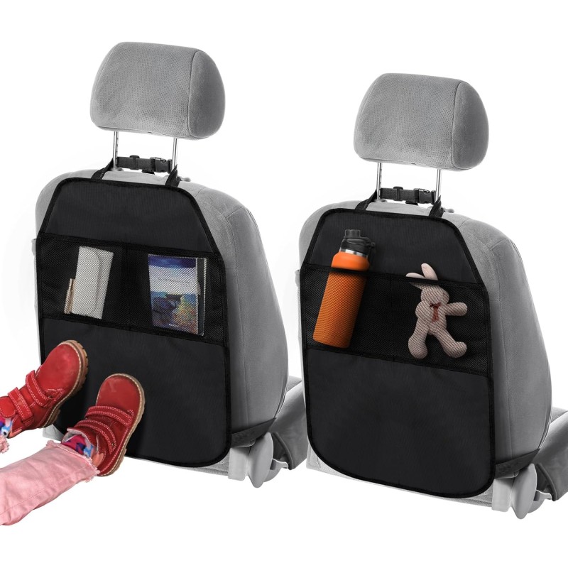 NEUTYPECHIC Pack of 2 Car Seat Organisers, Children, Anti-Kick and Wear-Resistant, Backrest Protection, Car Children with Storage Bag, Seat Protection, Car Backrest, Waterproof, Back Seat Organiser