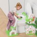 Children's Toilet Seat with Stairs, Upgraded Toilet Attachment for Children for Boys and Girls, 2-in-1 Toilet Trainer with Stairs, Height Adjustable, Comfortable Safe Toilet Seats (Green Three Stairs)