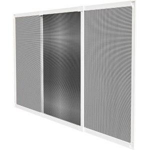 Amig - разтегаема мрежа против комари за прозорци | Монтаж без инструменти | Пасва в слота на ролетката | 70 x 50 cm | Регулируема до 130 cm | Бял алуминий и сива мрежа от фибростъкло