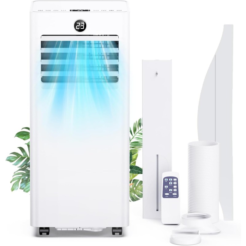 Portable Air Conditioner 7000BTU with Cooling, Ventilation and Dehumidification Mode, 2 Control Modes, Installation Kit, Digital Display, for Home