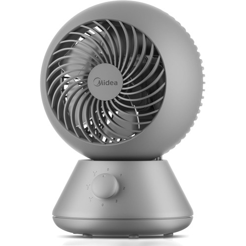 Midea MDF24JG Air Circulator Table Fan Aerodynamic Turbo System, 90° Horizontal Auto Swivel Operation and 90° Manual Vertical Tilt Adjustment, Quiet Operation for Home