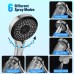 Vinabo Shower Head with Filter, Shower Head Water-Saving 6 Jet Types, Hand Shower with Filter Stone, Shower Head with Water Stop Button (Silver/Chrome)