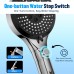 Vinabo Shower Head with Filter, Shower Head Water-Saving 6 Jet Types, Hand Shower with Filter Stone, Shower Head with Water Stop Button (Silver/Chrome)
