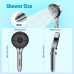Vinabo Shower Head with Filter, Shower Head Water-Saving 6 Jet Types, Hand Shower with Filter Stone, Shower Head with Water Stop Button (Silver/Chrome)