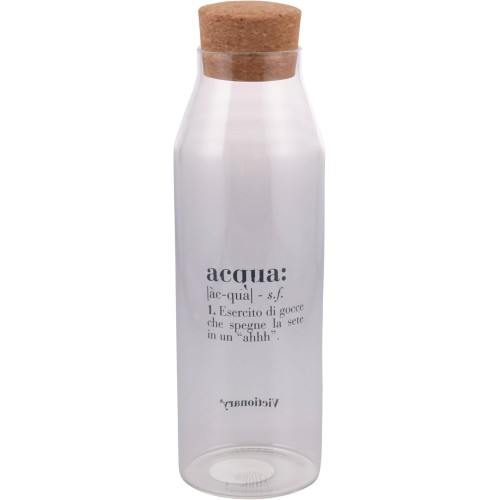Villa d'Este Home Tivoli 1996 Victionary 1.2L Borosilicate Glass Water Bottle with Cork Stopper