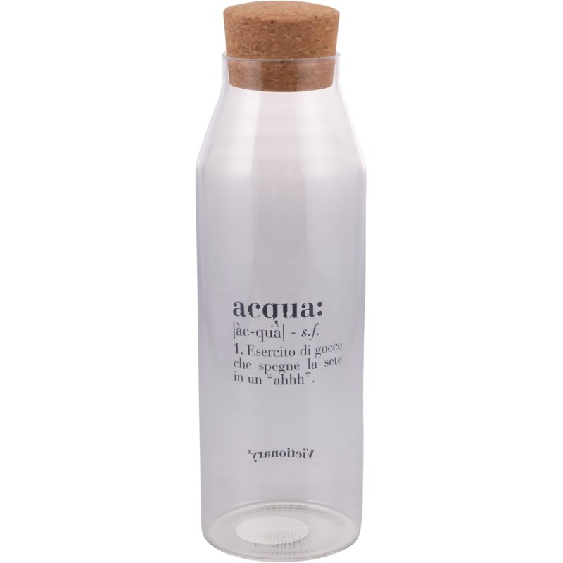 Villa d'Este Home Tivoli 1996 Victionary 1.2L Borosilicate Glass Water Bottle with Cork Stopper