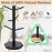 Euqvunn 360° Rotating Cup Holder, Coffee Cups Cup Stand, Sturdy Pretzel Stand with Wooden Flower Shaped Base, Wooden Cup Rack for Kitchen and Coffee Bar, Pretzel Stand with 6 Hooks - Black